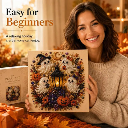 Spooky Cute Ghost Pearl Art Kit | Halloween 3D DIY Wall Decor