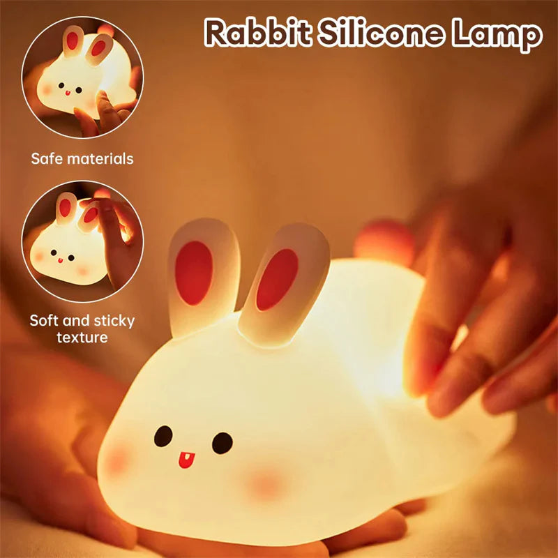 Cute Silicone Rabbit LED Night Light