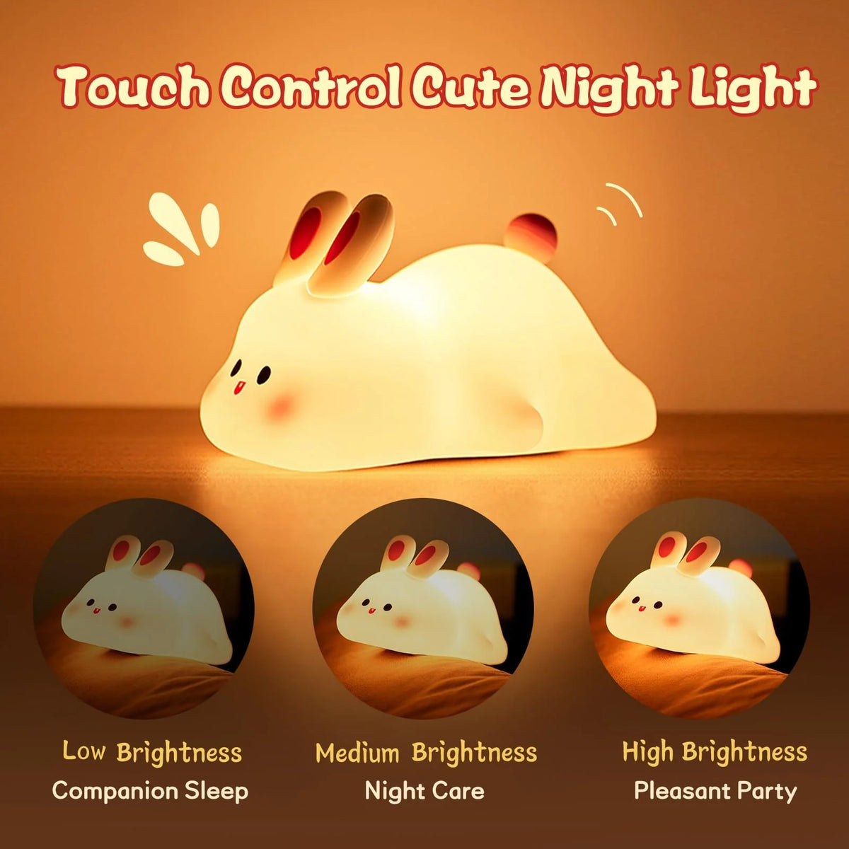 Cute Silicone Rabbit LED Night Light