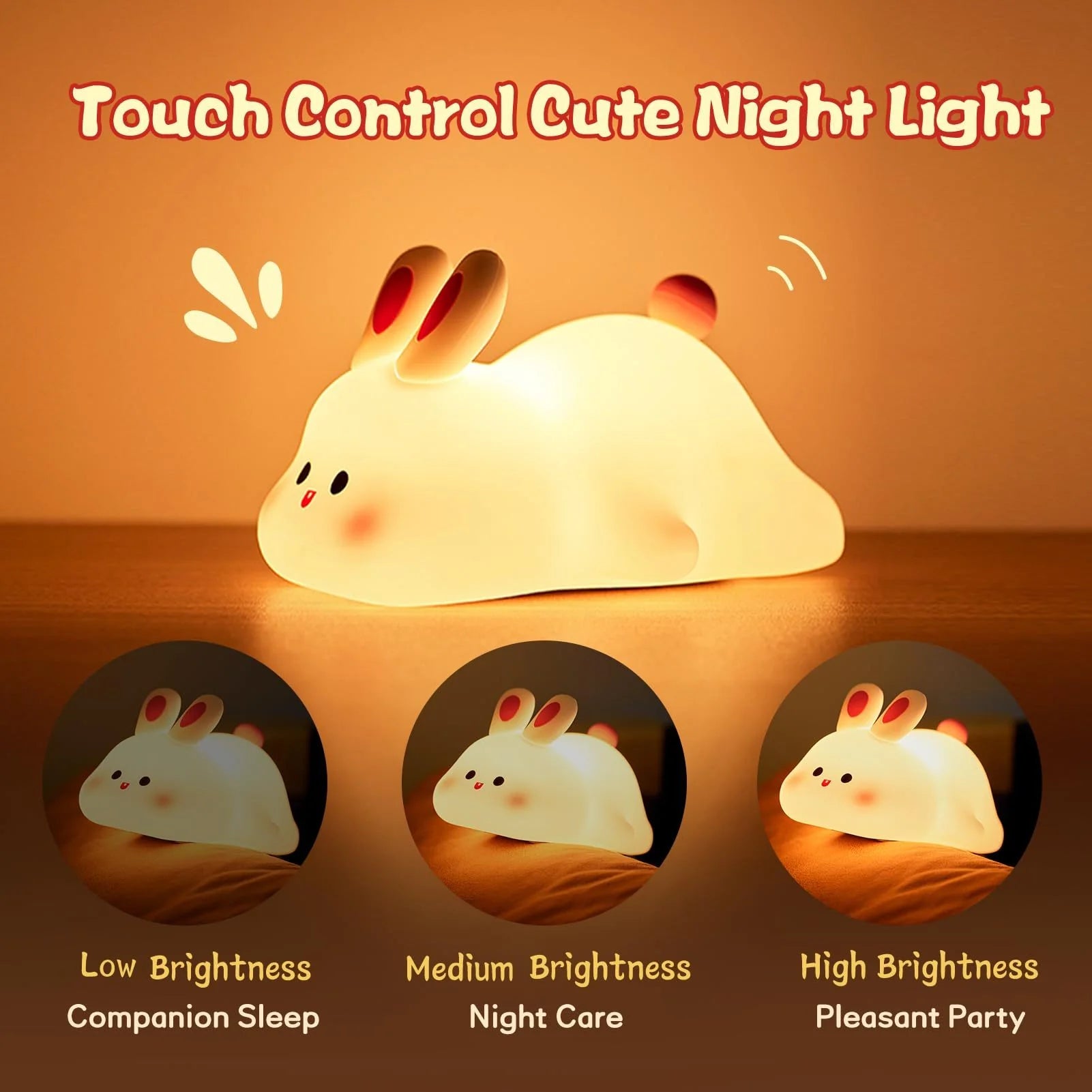 Cute Silicone Rabbit LED Night Light