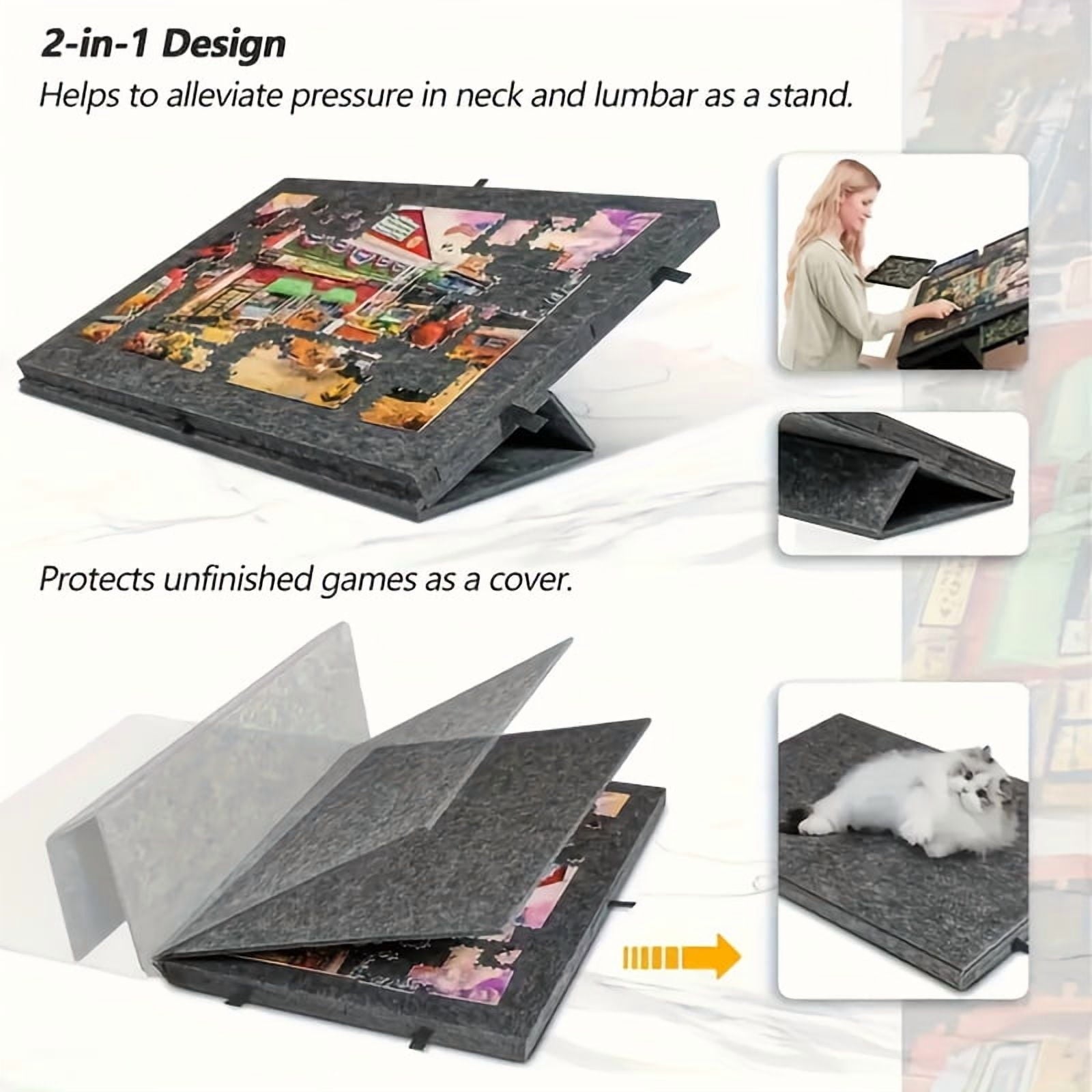 Tilting Puzzle Table with 6 Drawers & Cover - Lightweight Portable Puzzle Board - 2-In-1 Slanted Stand for Long Hours of Puzzling Birthday Gift