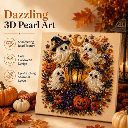Spooky Cute Ghost Pearl Art Kit | Halloween 3D DIY Wall Decor