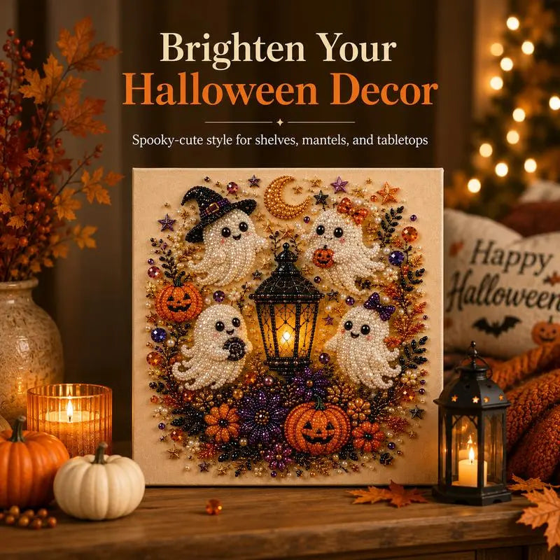 Spooky Cute Ghost Pearl Art Kit | Halloween 3D DIY Wall Decor