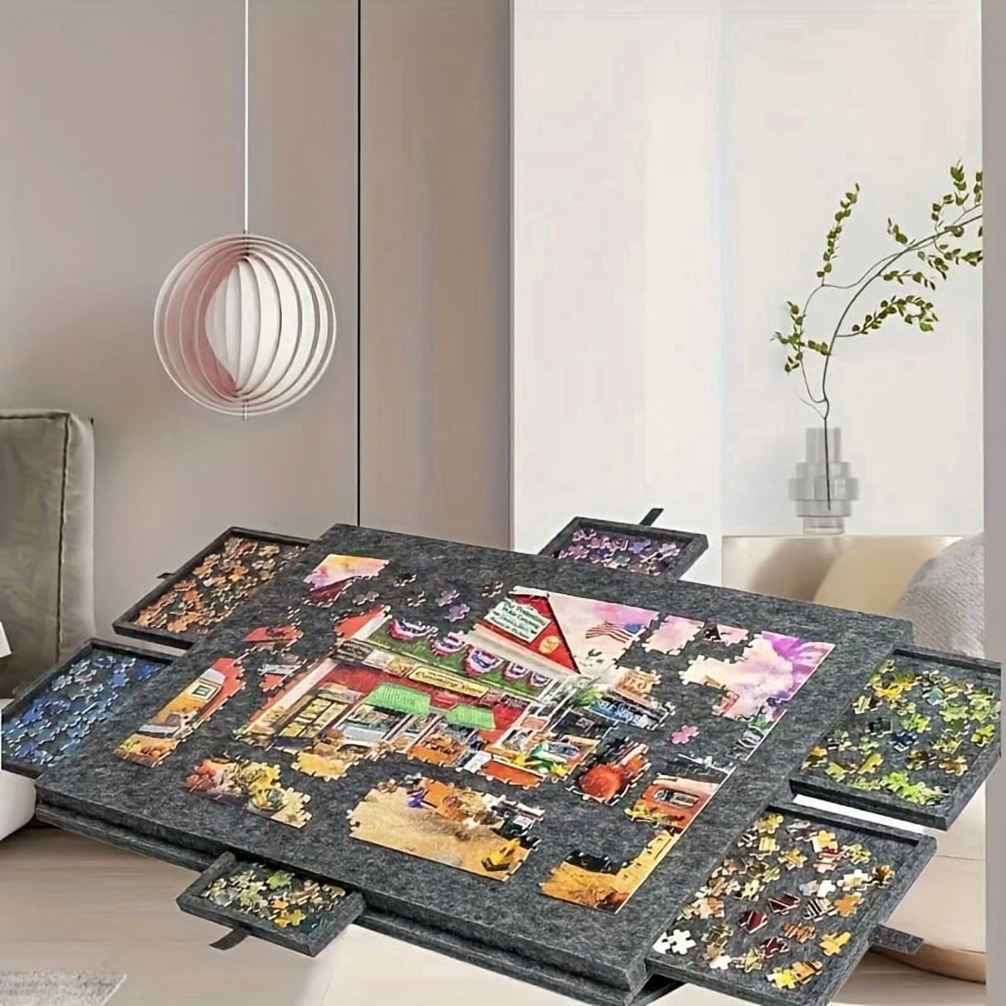 Tilting Puzzle Table with 6 Drawers & Cover - Lightweight Portable Puzzle Board - 2-In-1 Slanted Stand for Long Hours of Puzzling Birthday Gift