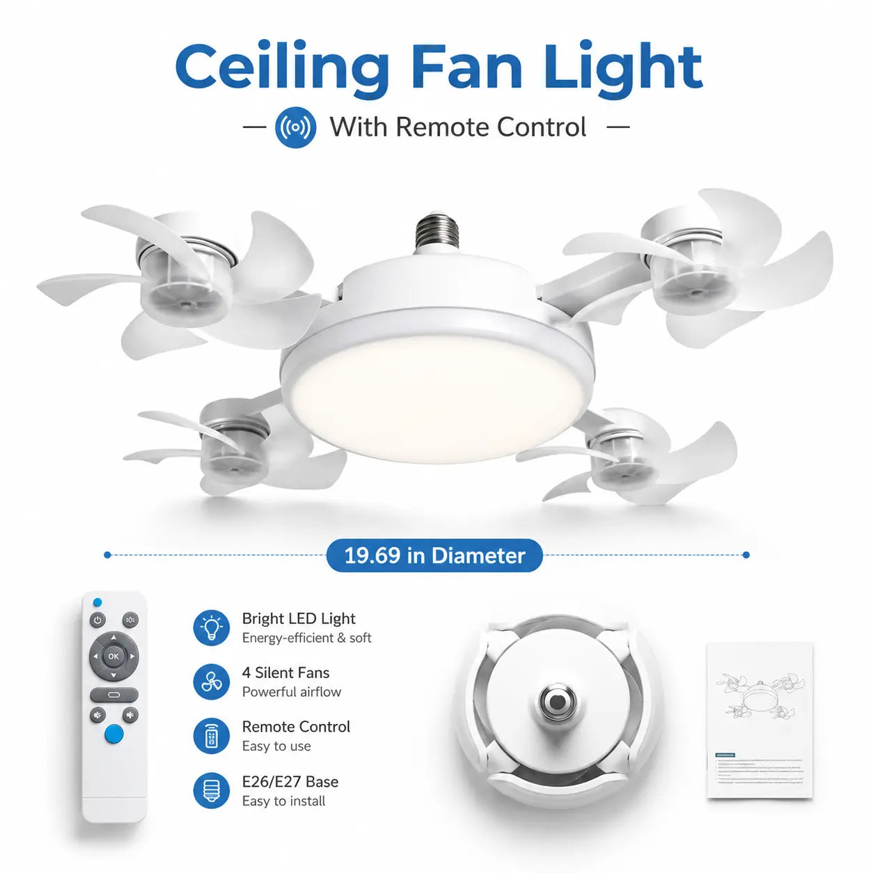 Slim LED Ceiling Light with Remote