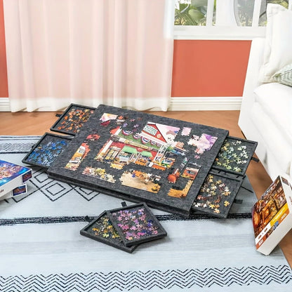Tilting Puzzle Table with 6 Drawers & Cover - Lightweight Portable Puzzle Board - 2-In-1 Slanted Stand for Long Hours of Puzzling Birthday Gift